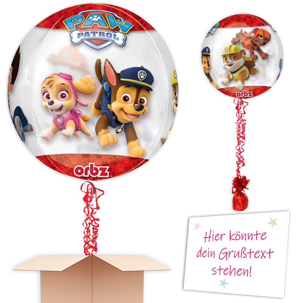 Fliegender Bubble-Ballon "Paw Patrol" im Karton, Ø 40cm