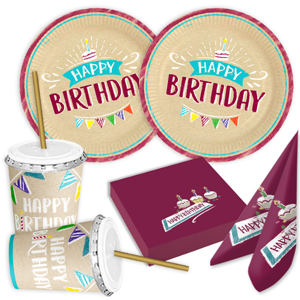 Basicset My Happy Birthday! 54 tlg, für 8 Gäste