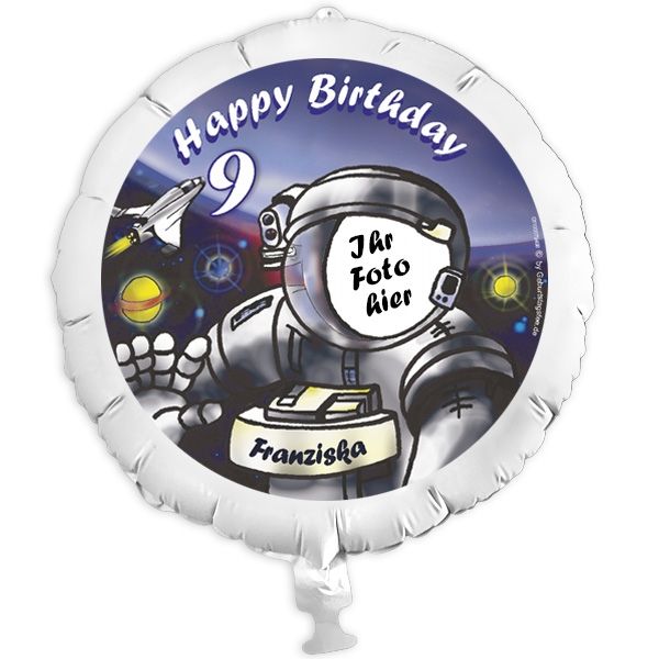Geschenkballon mit Foto für Astronautenparty u. Kindergeburtstag +Name