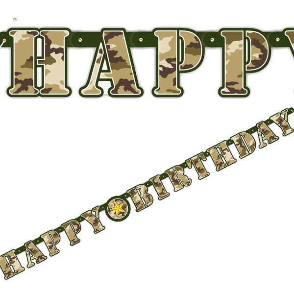 Buchstabenkette, Camouflage Happy Birthday, 1,6m