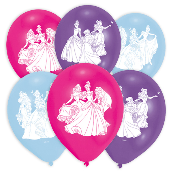 Latexballons Disney Prinzessinnen, 6er, Ø 23cm