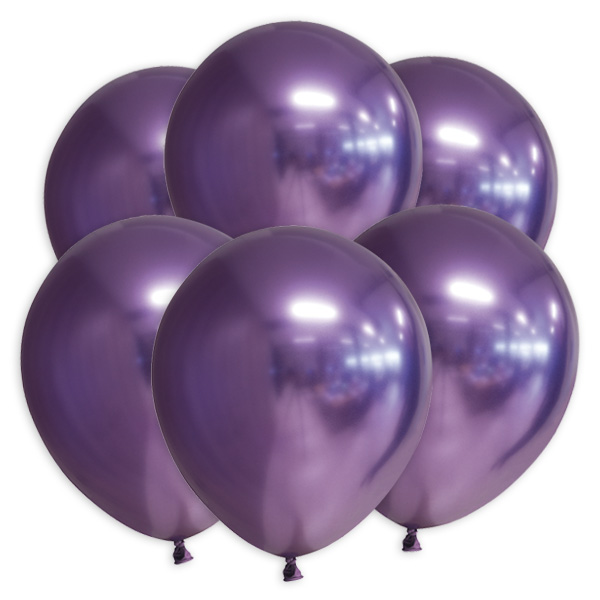 Lila Luftballons mit Spiegeleffekt, 10 Stk., 30cm