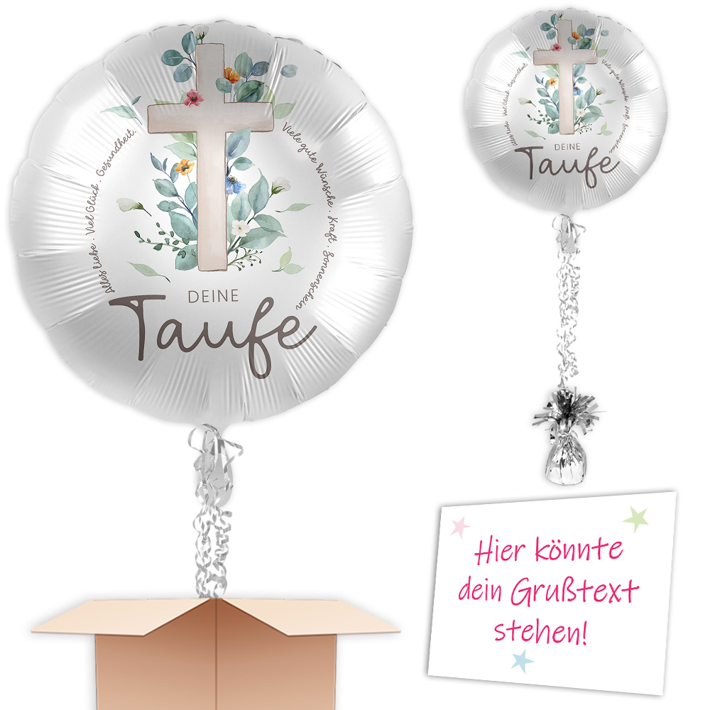 Folienballon Deine Taufe als Ballongeschenk, Ø 34cm