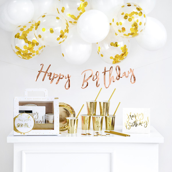 Partydekoset "Happy Bithday Gold", 60-teilig