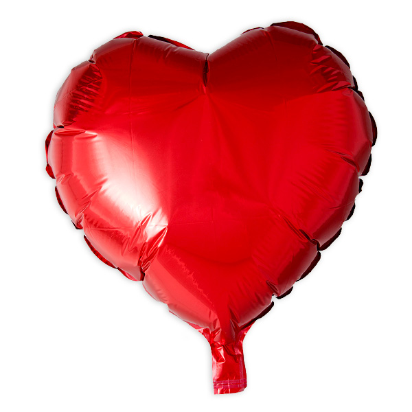 Folieballon Herz in rot, 35 cm, einzeln verpackt