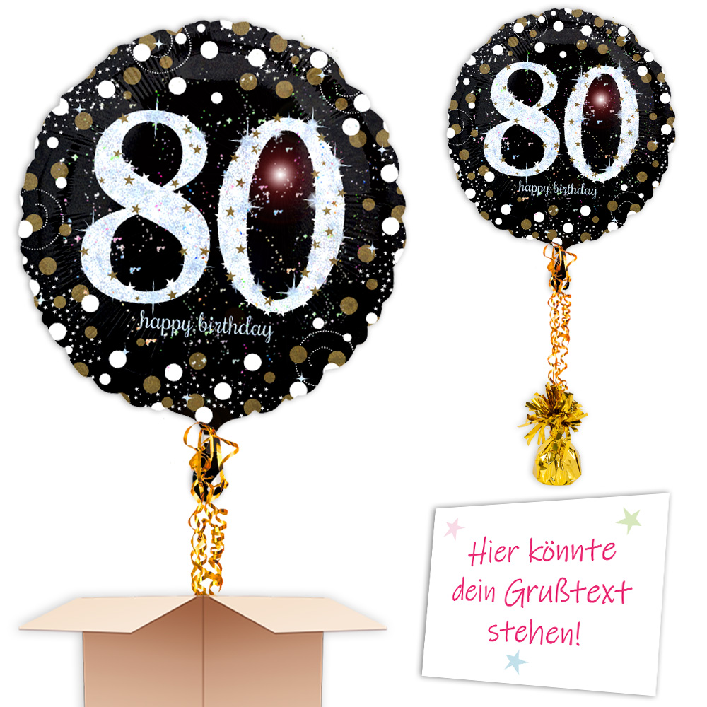 Befüllter Ballon zum 80.Geburtstag überraschen Termin an Wunschadresse