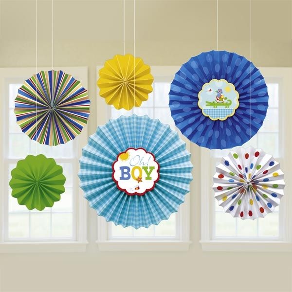 Hängedeko Fächer 6er Baby Blue bis40cm Hängedeko Fächer 6er Baby Blue bis40cm