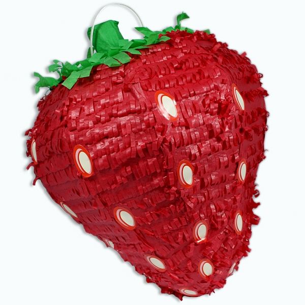 Erdbeer-Pinata, fruchtiges Spiele-Erlebnis z.B. für Gartenparty, 37cm