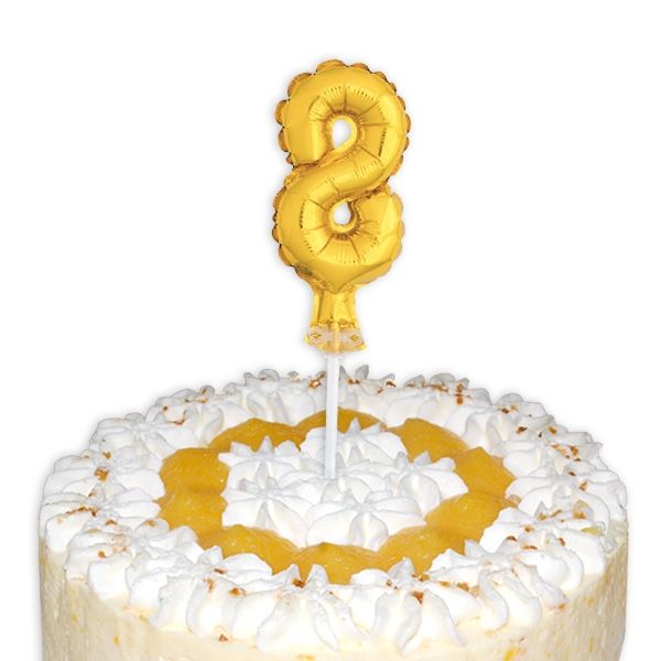 Cake Topper, Zahl "8" in gold, Folie, 12,7cm