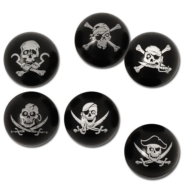 Piraten-Mitgebsel für Piratenparty -Springball 1 schwarzer Totenkopf, 33mm