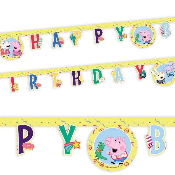 Peppa Pig Buchstabenkette, 2m lang, Happy Birthday