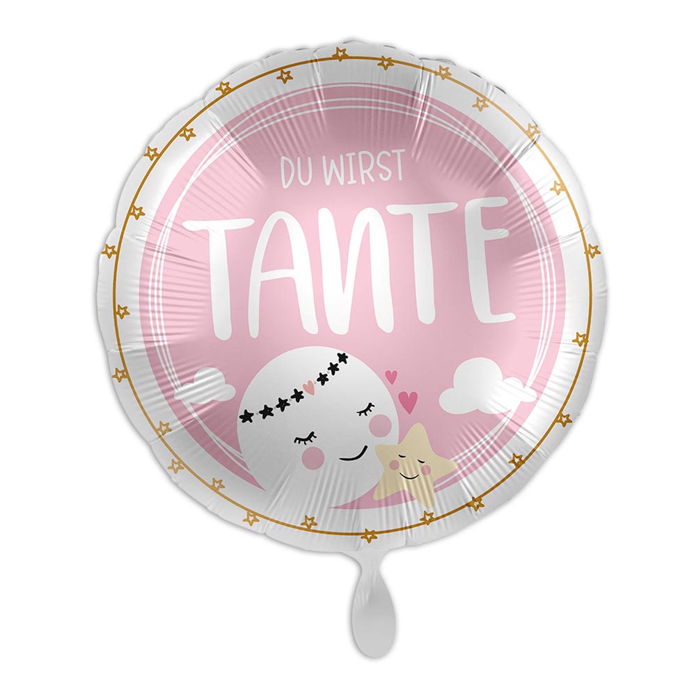 "Du wirst Tante", rosa, Folienballon rund Ø 34 cm