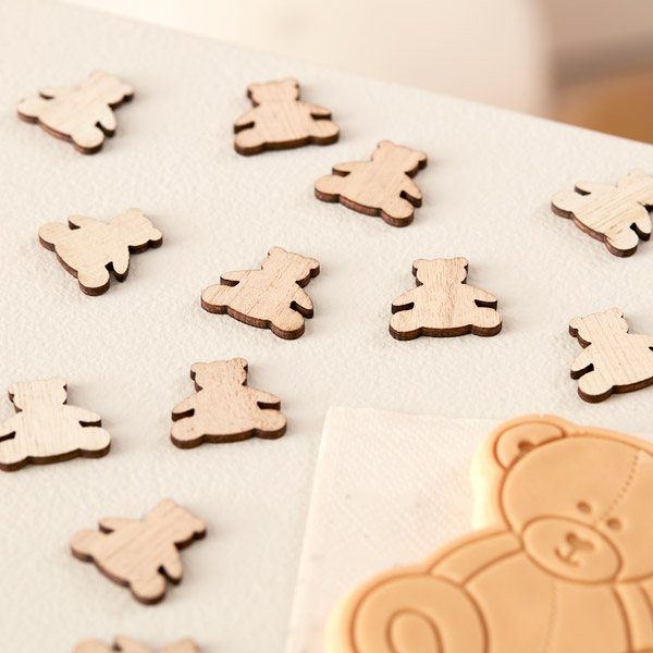 Teddybär-Konfetti aus Holz, 13g, Tischdeko zur Babyparty
