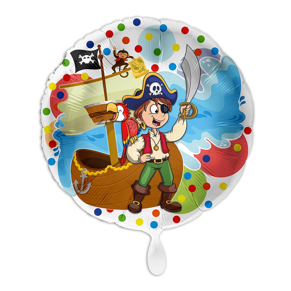 Runder Folienballon, Motiv Pirat, Ø 34 cm