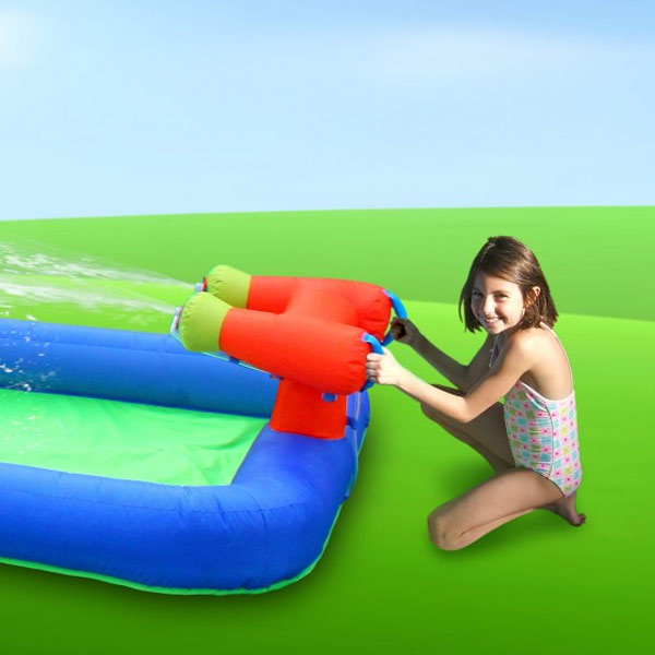 Doppel-Wasserrutsche mit Wasserkanone, zum Kaufen