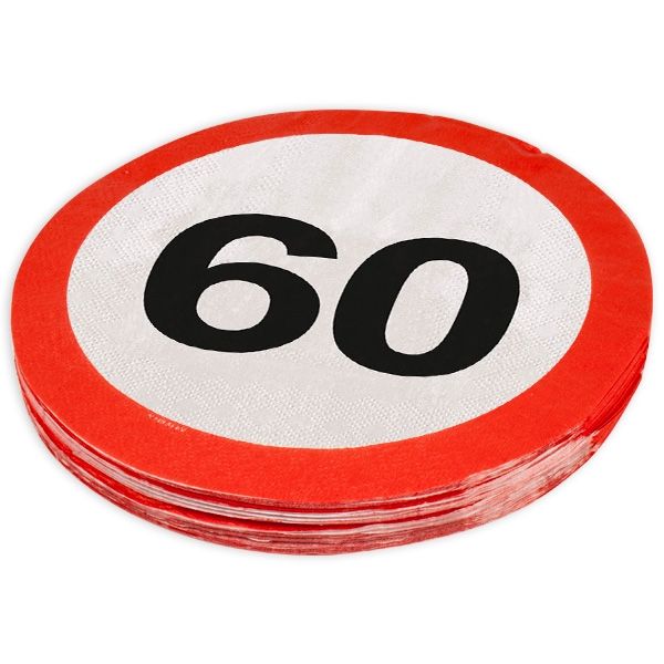 60th Birthday Traffic Sign Napkins - 20 pieces