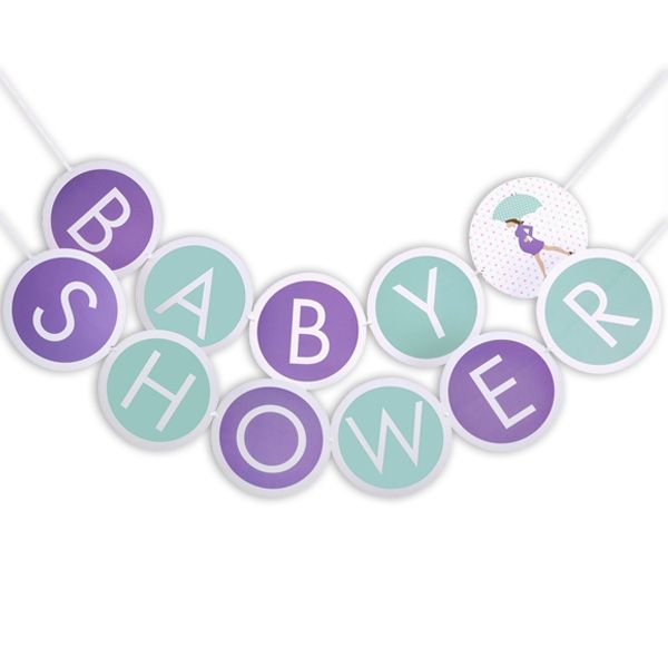Babyparty - werdende Mama, Schriftzug-Girlande "Baby-Shower", 3m