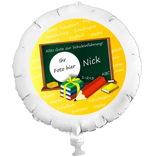 Fotoballon Schuleinführung, Geschenkballon für Einschulung, Folienballon +Foto