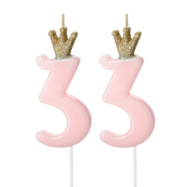 Zahlenkerzen-Set zum 33. Geburtstag in rosa