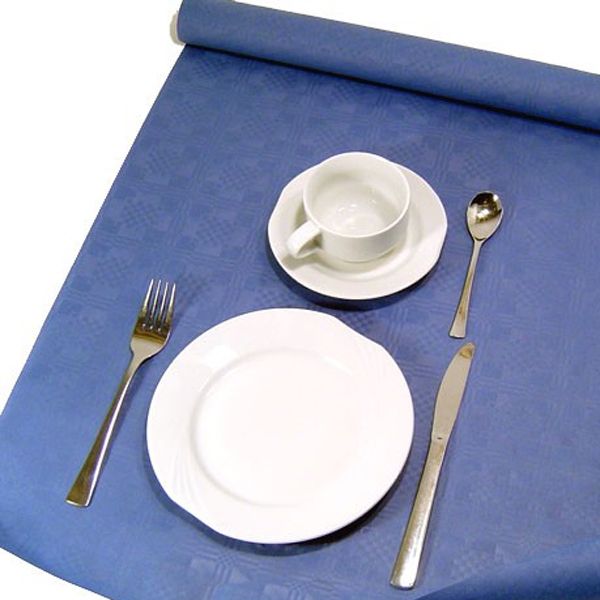 Tischdecke dunkelblau, auf Rolle in tollem Damastdesign, Papier 8x1,2m