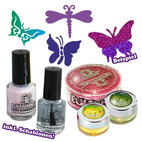 "Schmetterlinge" Glitzer Tattoo-Set,   9-teilig