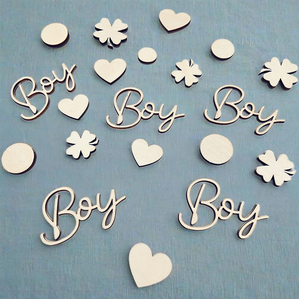 Baby Boy Streudeko Junge mit Holzherzen und Punkten, Babyparty Konfetti, 20er