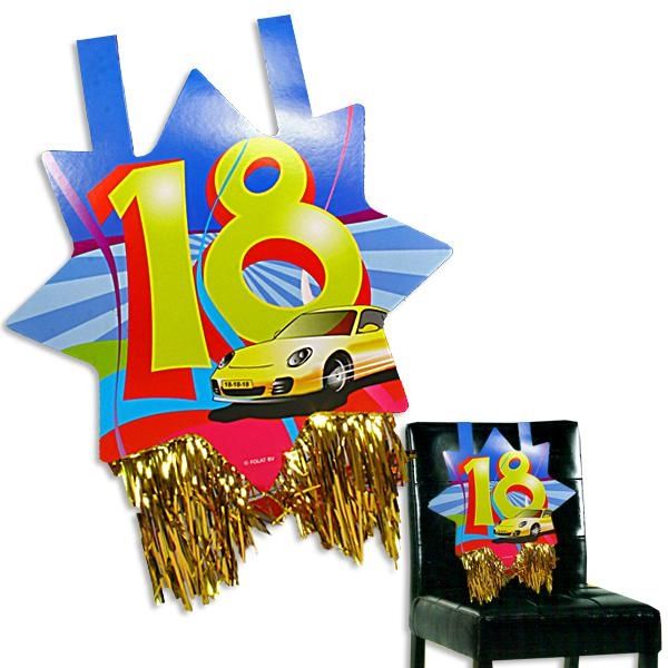 Stuhldeko 18. Geburtstag mit Auto-Motiv, ca. 31x71 cm