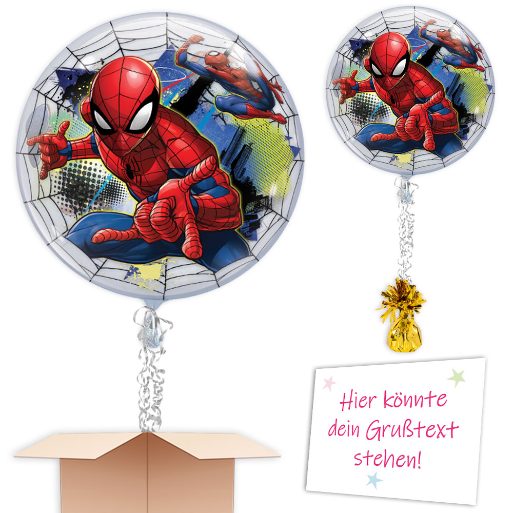Spiderman XXL Bubble Ballon Geburtstagsgruß, Ø 56cm