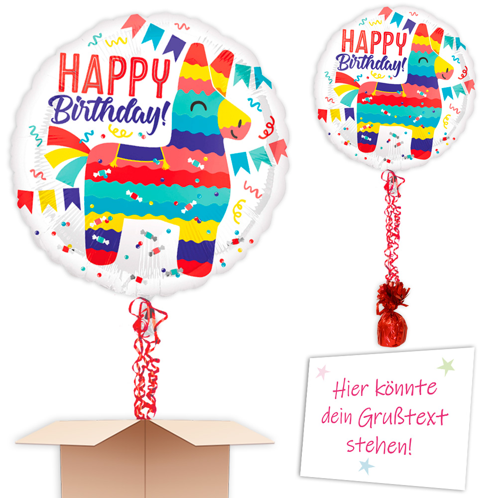 "Happy Birthday"  Motiv Pinata, Folienballon zum Geburtstag