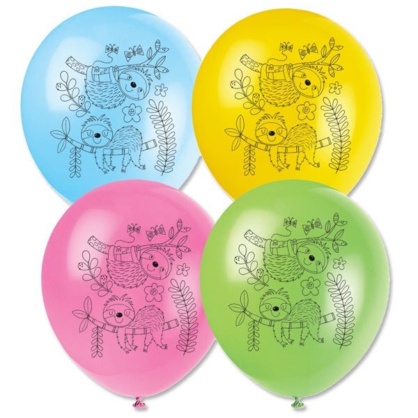 Faultier Latexballons, 8er Pack, Ø&nbsp;25cm, aus Naturkautschuk-Latex