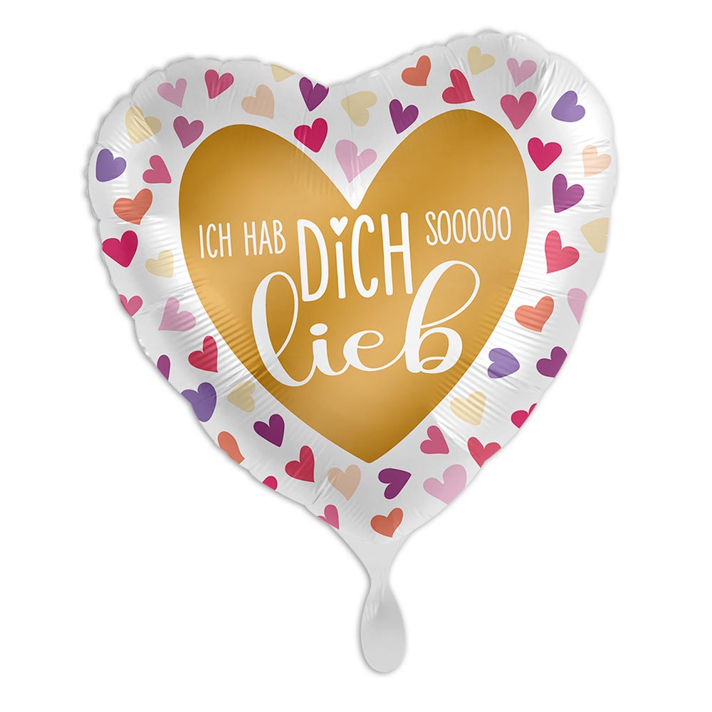 Ballongruß "Ich hab dich sooooo lieb", in Herzform, 35cm x 33cm
