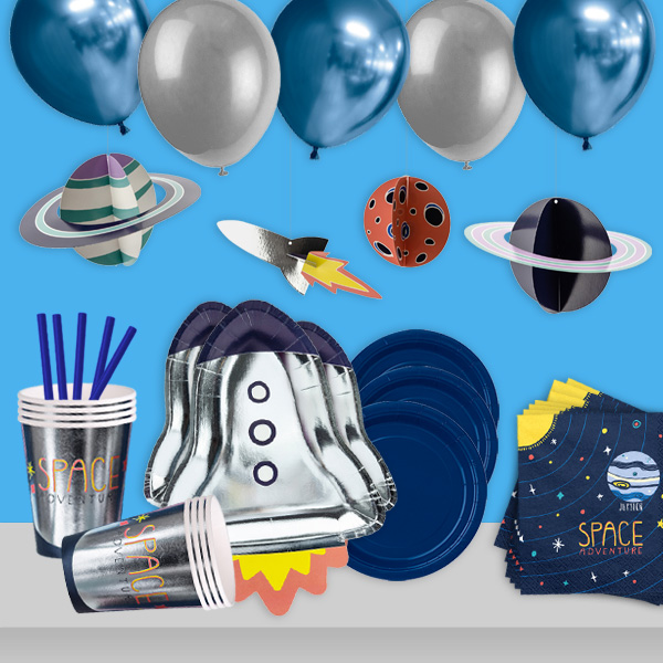 Spaciges Weltraum Partyset, Tisch- und Raumdeko für Astronauten-Partys, 76-teilig