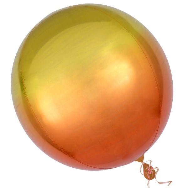 "Orbz" Folienballon in Gelb-Orange, kugelrund, Ø 38cm