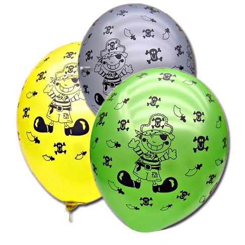 Latexballons mit Piraten Aufdruck für kleine Kinder, 6er Pack, 28 cm