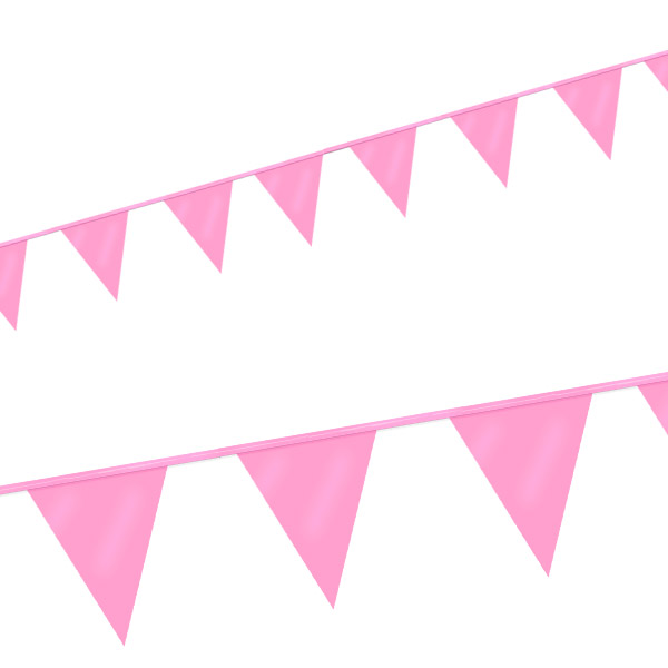 Mini Wimpelkette in Rosa mit 12&nbsp;Partywimpeln aus Folie, 3m