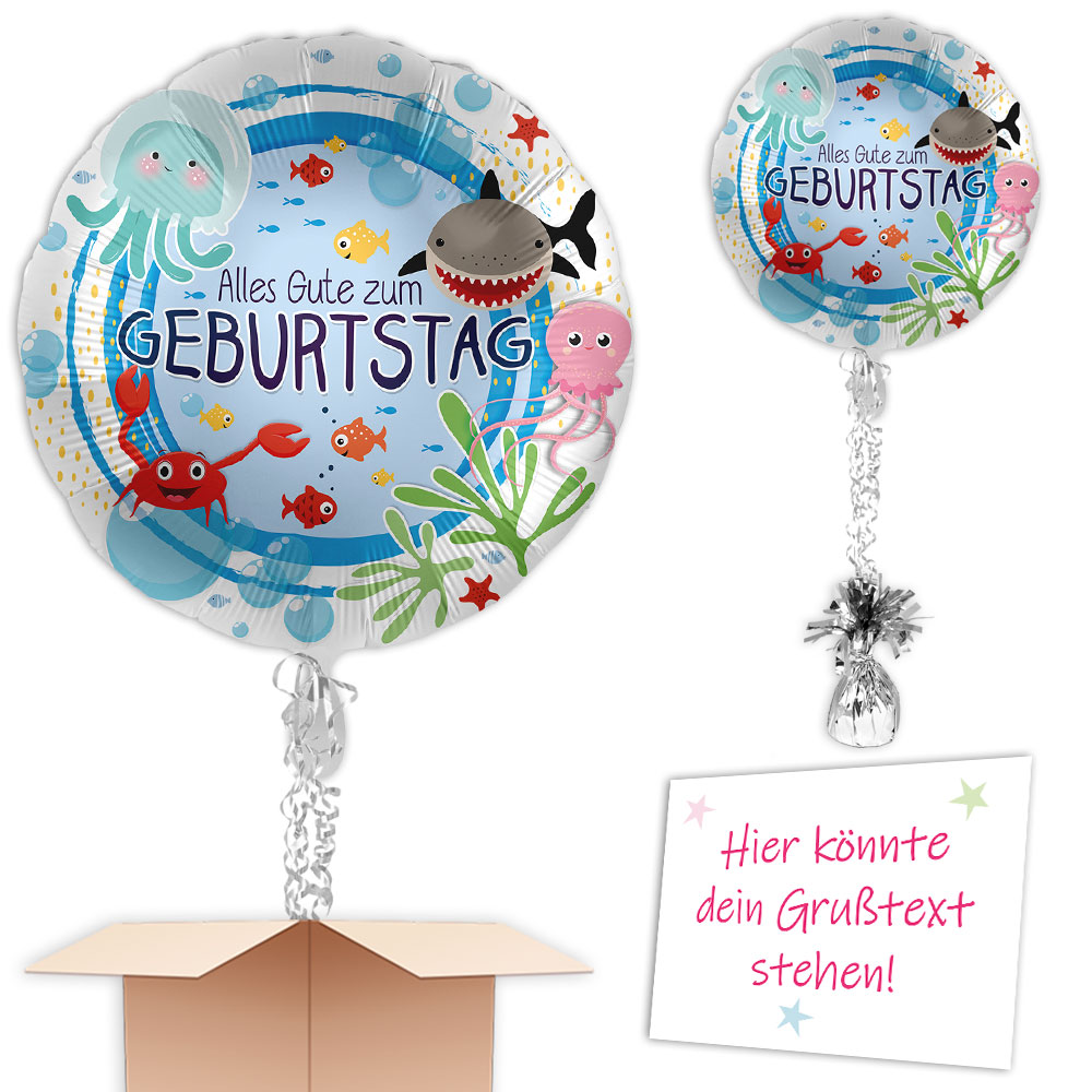 Befüllter Ballon Alles Gute zum Geburtstag Unterwasserwelt versenden