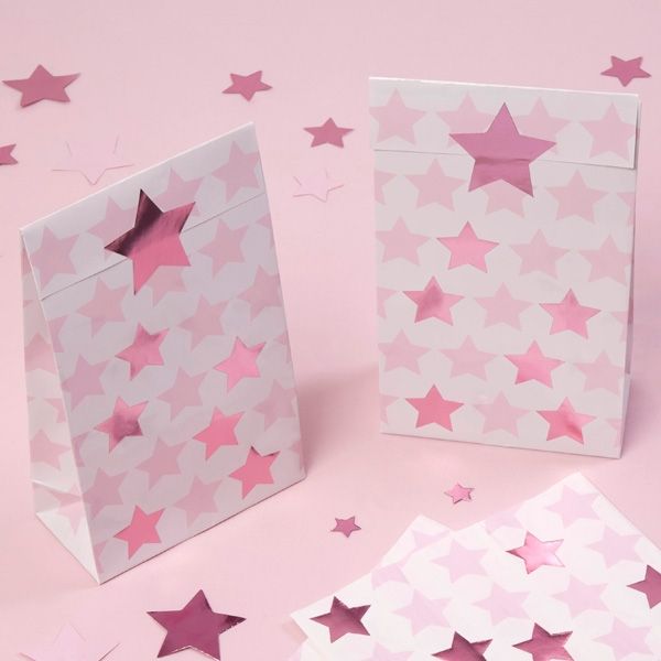 "Kleiner Stern" Geschenktüten in rosa, 5er, 20cm x 12cm