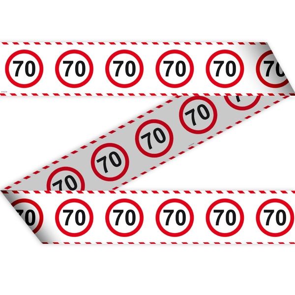 70th Birthday Traffic Sign Barricade Tape - 15 m