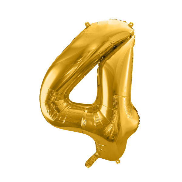 XXL Zahlenballon "4" zum 4. Geburtstag in gold, 86cm hoch