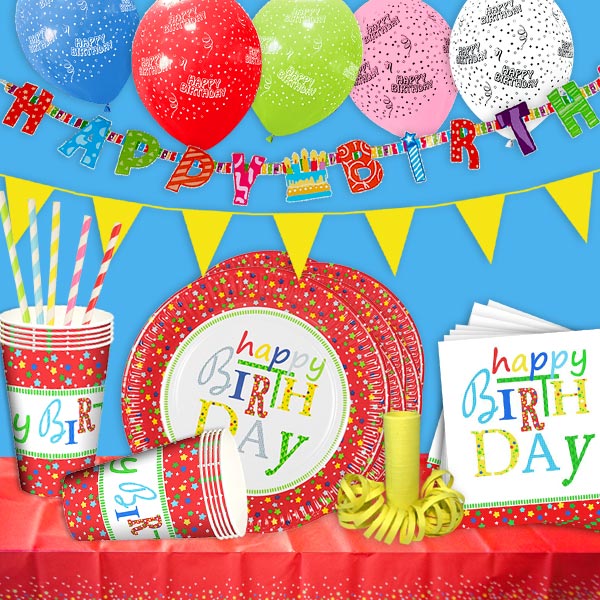 Happy Birthday Partyset, 70-teilig für 10 Kids