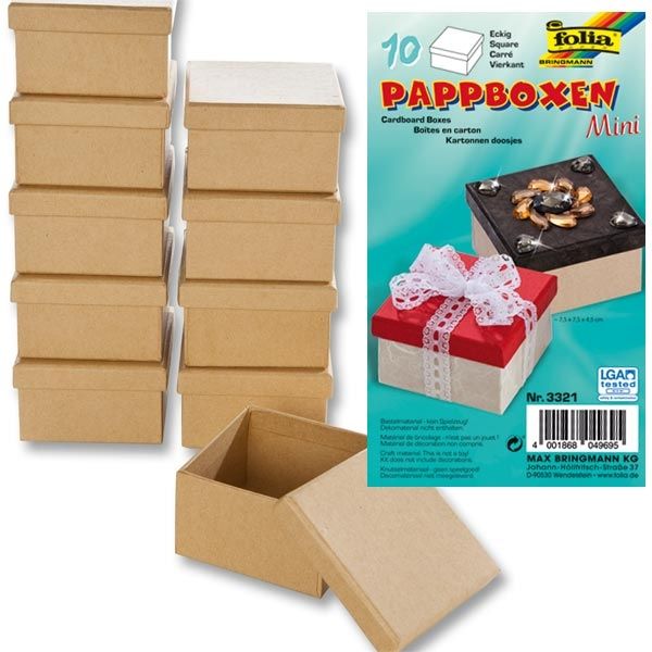 Pappboxen Mini, 10 Stück ECKIG, 7,5x7,5x4,5 cm, natur,Geschenkverpackung