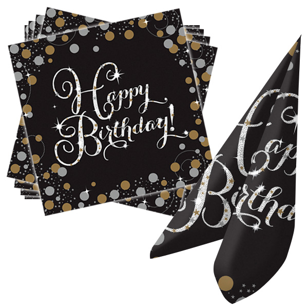 Sparkling Happy Birthday Servietten im 16er Pack, 33cm x 33cm