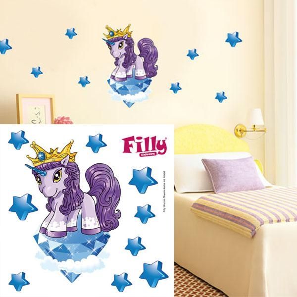 Wandtattoo Filly Unicorn 11-teilig, süße Einhorn-Wanddeko mit Sternen