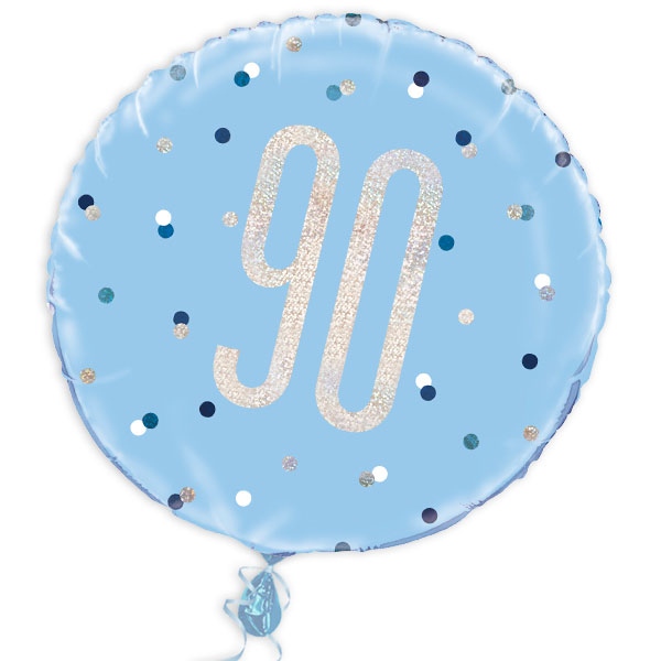 Folienballon rund +Zahl 90, blau, 35cm, für Helium Folienballon rund +Zahl 90, blau, 35cm, für Helium