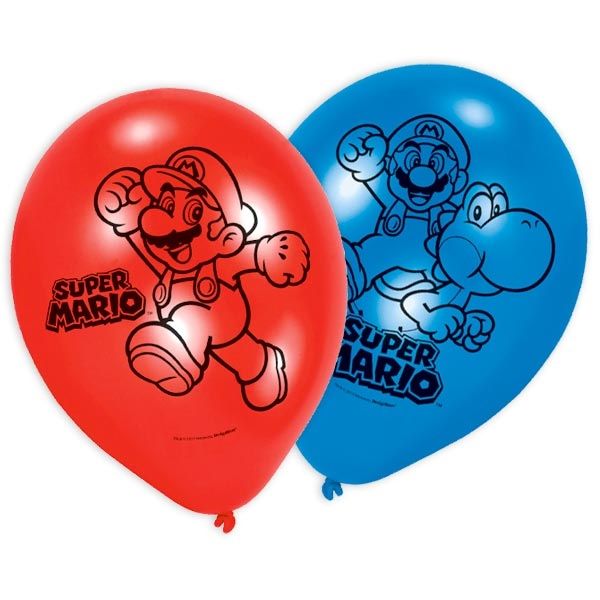 Super Mario Luftballons aus Latex, Partyballons für Kinder, 6 Stk.