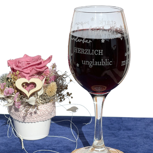 Personalisiertes graviertes Weinglas - Du bist mit positiven lieben Worten