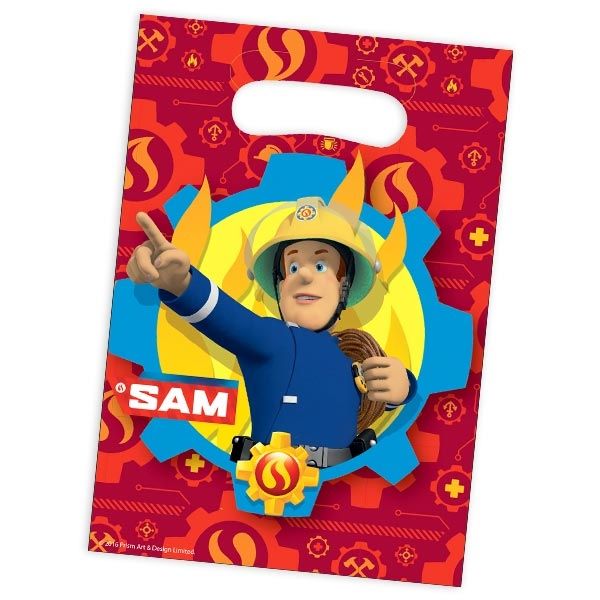 Tüten Feuerwehrmann Sam 8er,Folie, 16,5x23cm