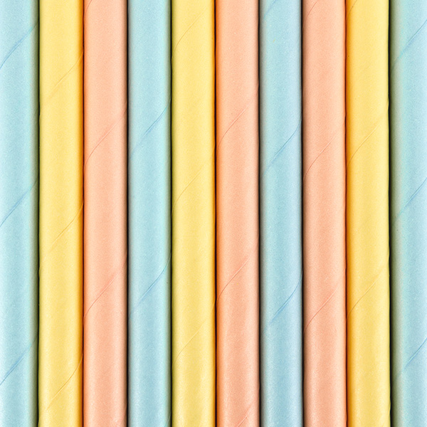10 Papiertrinkhalme, pastellfarben, 19,5cm