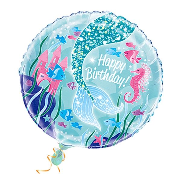 Geburtstagsballon Meerjungfrau als Helium Ballon gefüllt bestellen