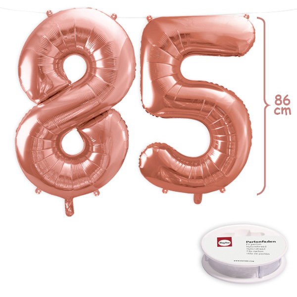 85. Geburtstag, XXL Zahlenballon Set 8 & 5 in roségold, 86cm hoch